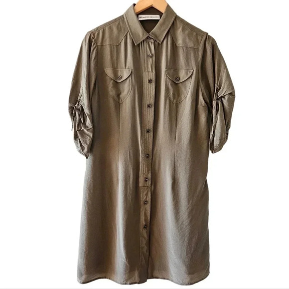 Maryan Mehlhorn Silk Green Quarter Sleeve Mini Dress Size Small. - Picture 1 of 16